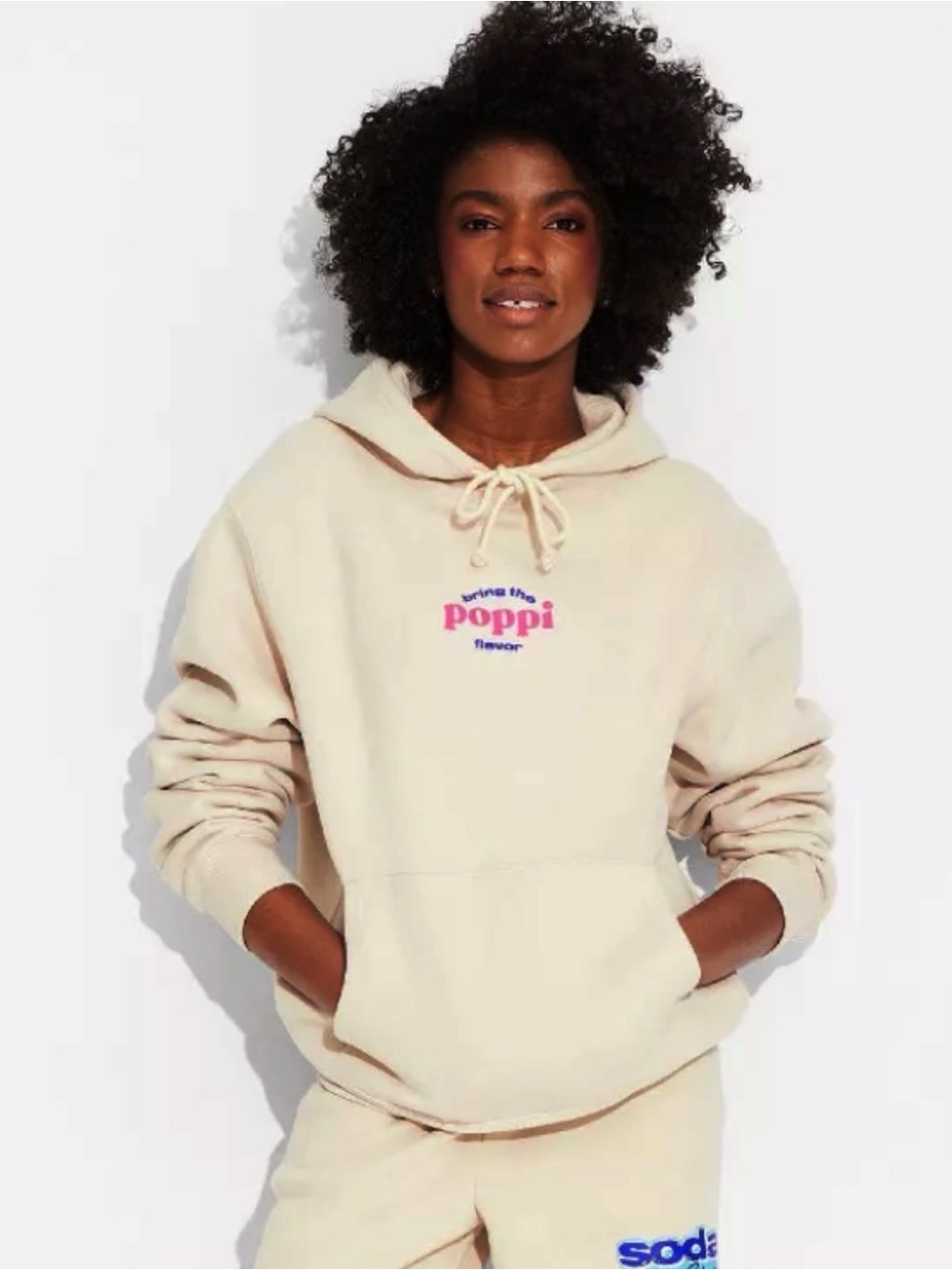 Poppi X Target Stay Juicy Oversized Hoodie Beige Size XS